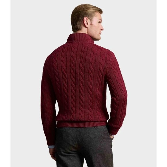 NWT POLO RALPH LAUREN MEN'S sweater XXL Cable-Knit Cotton Quarter-Zip - Picture 5 of 10